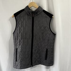 J. McLaughlin Quilted Vest Womens XL Gray RN 16859 Classic Preppy Luxury Silk